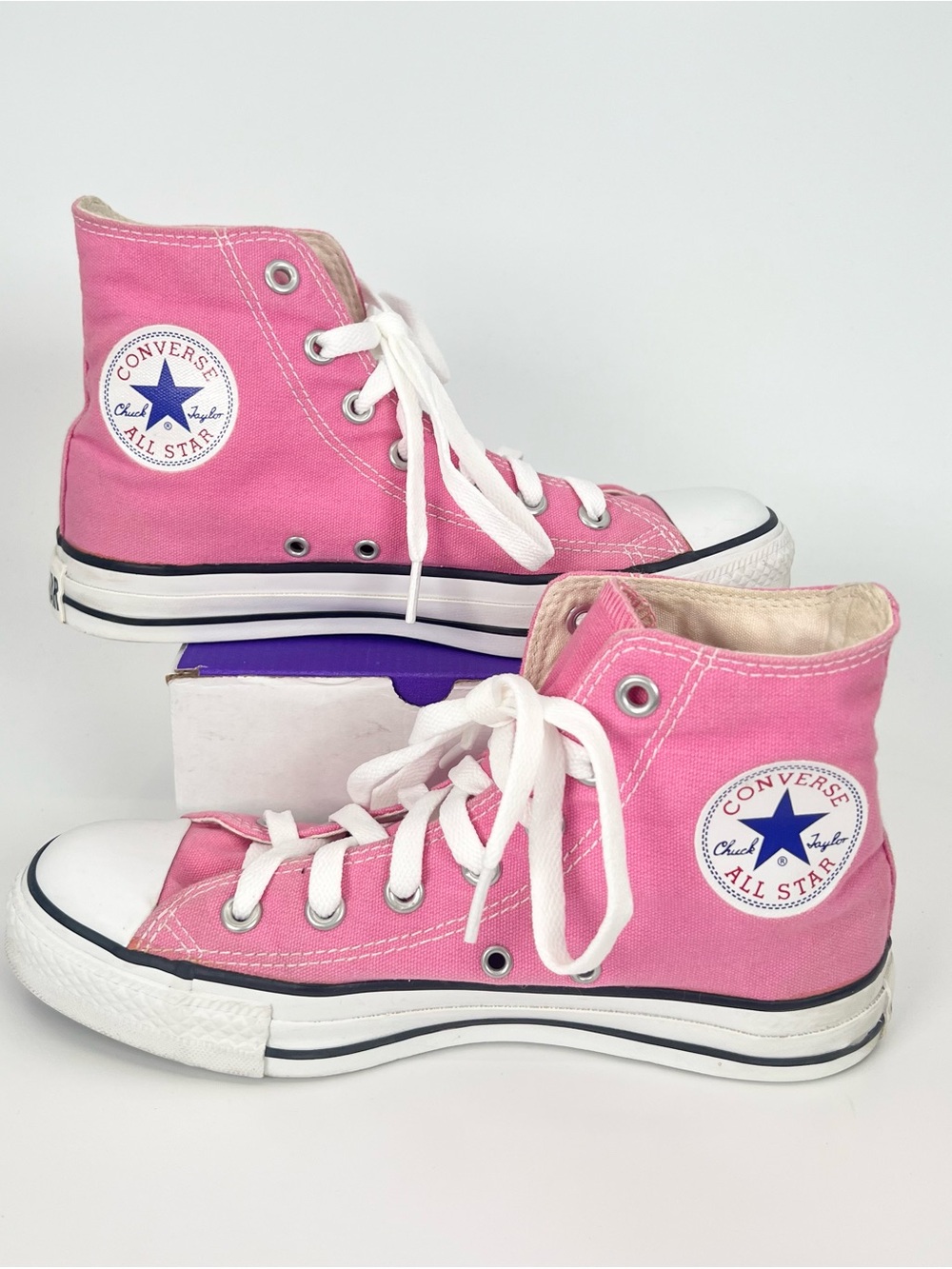 Converse Chuck Taylor All Star High Top Sneakers Shoes Pink WOMENS 9 *NEW LACES*